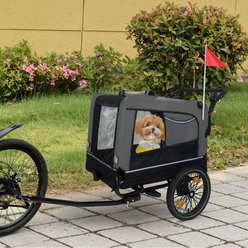Yafylly Bike Trailer & Push Cart for Pets with All-Terrain Wheels, Large, Grey/Black slide 2 of 5