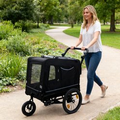 Yafylly Bike Trailer & Push Cart for Pets with All-Terrain Wheels, Large, Black