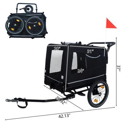 Show full view: Yafylly Bike Trailer & Push Cart for Pets with All-Terrain Wheels, Large, Black slide 3 of 5