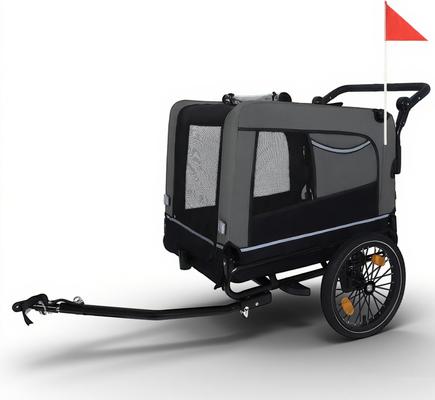 Show full view: Yafylly Bike Trailer & Push Cart for Pets with All-Terrain Wheels, Large, Grey/Black slide 4 of 5