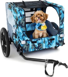 Yafylly Pet Bike Trailer Dog Cart for Bicycle with Internal Leash, Medium, Grey/Blue