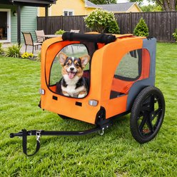 Yafylly Pet Bike Trailer Dog Cart for Bicycle with Internal Leash, Medium, Orange