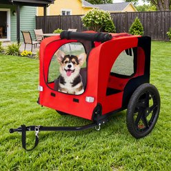 Yafylly Pet Bike Trailer Dog Cart for Bicycle with Internal Leash, Medium, Red