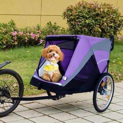 Show full view: Yafylly 2-in-1 Bike Trailer & Push Cart for Pets with Dual Cup Pockets, Large, Purple/Black slide 5 of 5