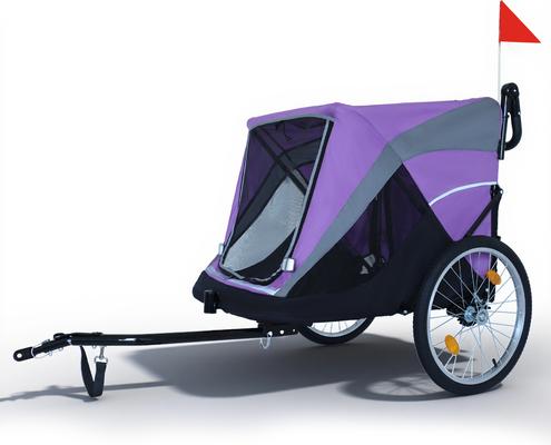 Show full view: Yafylly 2-in-1 Bike Trailer & Push Cart for Pets with Dual Cup Pockets, Large, Purple/Black slide 2 of 5