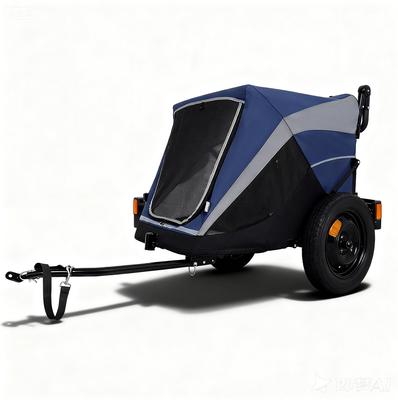 Show full view: Yafylly 2-in-1 Bike Trailer & Push Cart for Pets with Dual Cup Pockets, Large, Blue/Black slide 2 of 5