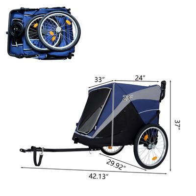 Show full view: Yafylly 2-in-1 Bike Trailer & Push Cart for Pets with Dual Cup Pockets, Large, Blue/Black slide 3 of 5