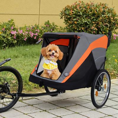 Show full view: Yafylly 2-in-1 Bike Trailer & Push Cart for Pets with Dual Cup Pockets, Large, Grey/Black slide 5 of 5