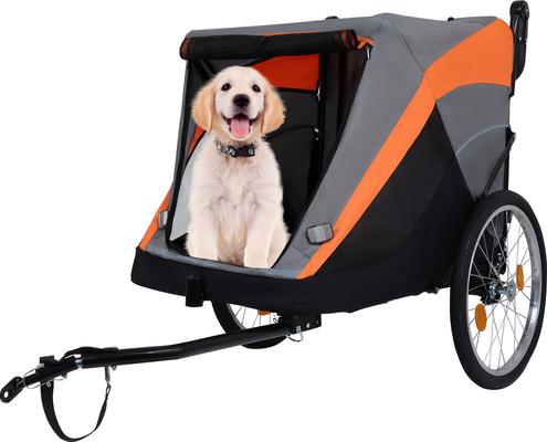 Show full view: Yafylly 2-in-1 Bike Trailer & Push Cart for Pets with Dual Cup Pockets, Large, Grey/Black slide 4 of 5