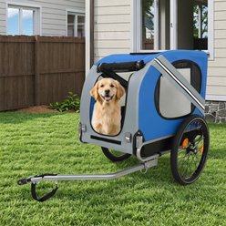 Yafylly Foldable Dog Bike Trailer with Steel Frame for Cycling, Medium, Blue/Grey