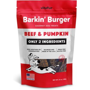 Vitafur Barkin Burger Beef & Pumpkin Grain-Free Dehydrated Dog Treats, 24-oz bag