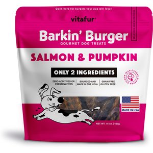 Vitafur Barkin Burger Salmon & Pumpkin Grain-Free Dehydrated Dog Treats, 16-oz bag