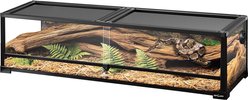REPTI ZOO 360° Full Vision Glass Tank Low Reptile Terrarium with Top Mesh Lid, Black, 47-gal: 48 x 18 x 12.6-in