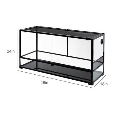 Show full view: REPTI ZOO Tank, Wide & Tall Tempered Glass Reptile Terrarium, Black, Large, 85-gal: 48 x 18 x 24-in slide 3 of 8