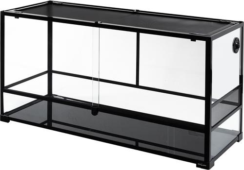 Show full view: REPTI ZOO Tank, Wide & Tall Tempered Glass Reptile Terrarium, Black, Large, 85-gal: 48 x 18 x 24-in slide 2 of 8