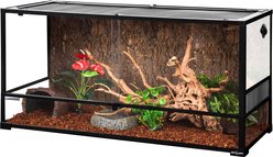 REPTI ZOO Tank, Wide & Tall Tempered Glass Reptile Terrarium, Black, Large, 85-gal: 48 x 18 x 24-in