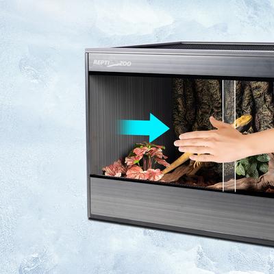 Show full view: REPTI ZOO Durable Wood-Plastic Composite Habitat Reptile Terrarium with Removable Sliding Glass Doors & A Mesh Screen Top, Grey, 64-gal: 47-in slide 3 of 5