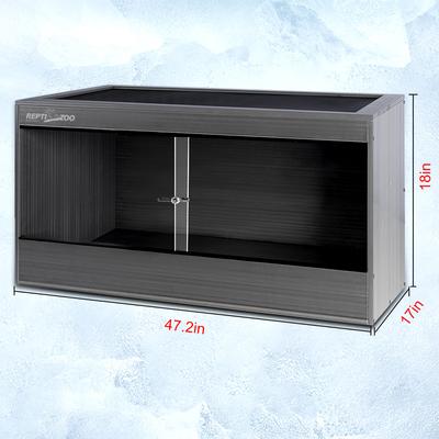 Show full view: REPTI ZOO Durable Wood-Plastic Composite Habitat Reptile Terrarium with Removable Sliding Glass Doors & A Mesh Screen Top, Grey, 64-gal: 47-in slide 4 of 5