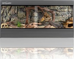 REPTI ZOO Durable Wood-Plastic Composite Habitat Reptile Terrarium with Removable Sliding Glass Doors & A Mesh Screen Top, Grey, 64-gal: 47-in