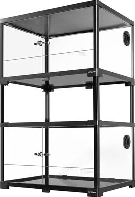 Show full view: REPTI ZOO Double Stacked Glass Habitat Reptile Terrarium, Black, 2 count, 34-gal: 24 x 18 x 44-in slide 3 of 8