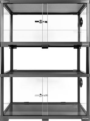 Show full view: REPTI ZOO Double Stacked Glass Habitat Reptile Terrarium, Black, 2 count, 20-gal: 24 x 18 x 32-in slide 2 of 7