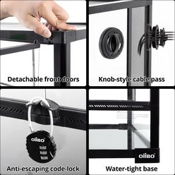 OiiBO Full-View Glass Screen Ventilation & Double Hinge Door Reptile Terrarium, Black, Large: 70-gal slide 2 of 7