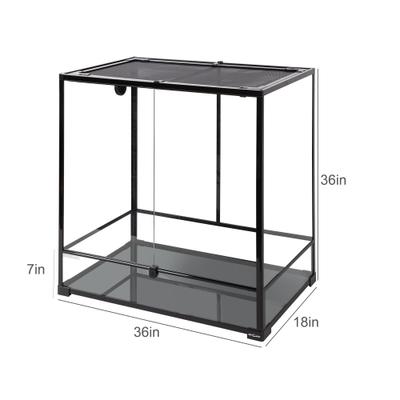 Show full view: REPTI ZOO Vertical Tempered Glass Top Screen Ventilation Reptile Terrarium, Black, Large, 100-gal: 18 x 36 x 36-in slide 4 of 7