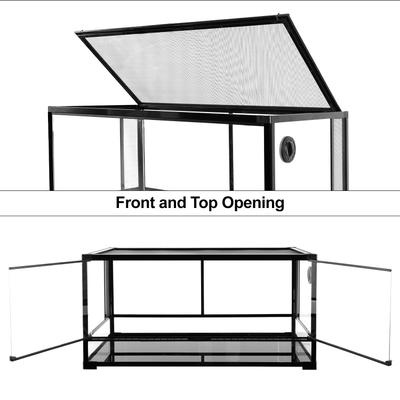 Show full view: OiiBO Full-View Glass Screen Ventilation & Double Hinge Door Reptile Terrarium, Black, Large: 70-gal slide 6 of 8