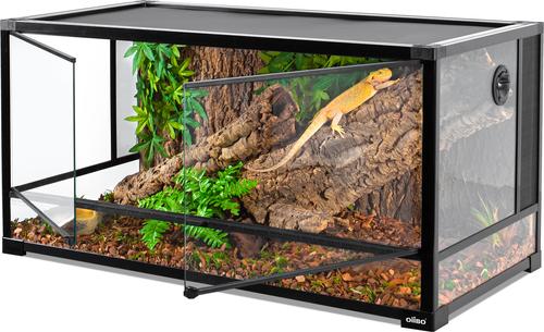 Show full view: OiiBO Full-View Glass Screen Ventilation & Double Hinge Door Reptile Terrarium, Black, Large: 70-gal slide 2 of 8