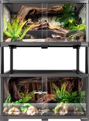 REPTI ZOO Double Stacked Glass Habitat Reptile Terrarium, Black, 2 count, 20-gal: 24 x 18 x 32-in