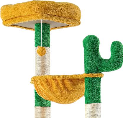 Show full view: Wooflex Multi-Level Large Indoor 68-in Fleece Cactus Cat Tree & Condo with Sisal Post & Hanging Balls, Yellow slide 6 of 7