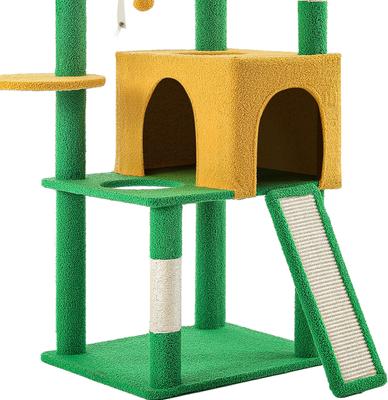 Show full view: Wooflex Multi-Level Large Indoor 68-in Fleece Cactus Cat Tree & Condo with Sisal Post & Hanging Balls, Yellow slide 7 of 7
