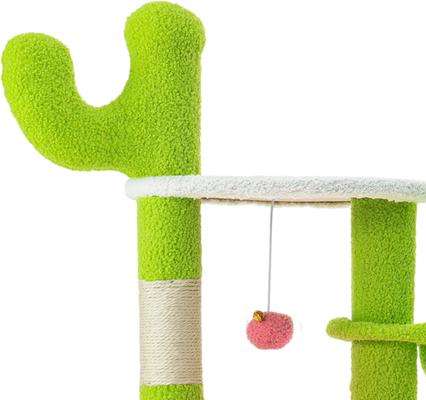 Show full view: Wooflex Indoor 36-in Fleece Cactus Cat Tree & Condo with Scratching Post, Hanging Balls & Basket, Pink slide 6 of 7