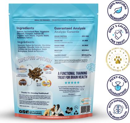 Show full view: Healthybud Salmon Soft & Chewy Low-Calorie Dog Training Treats, 6.5-oz bag slide 4 of 11