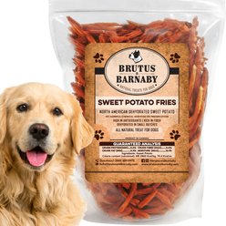 Brutus & Barnaby Single Ingredient Sweet Potato Fries Grain-Free Dehydrated Dog treats, 8-oz bag