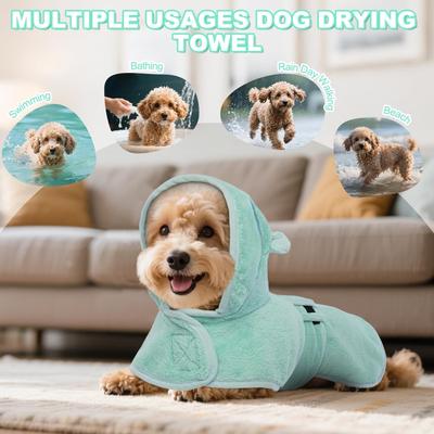 Show full view: NANAKI After Bath Dog Robe, Green, Large slide 9 of 10