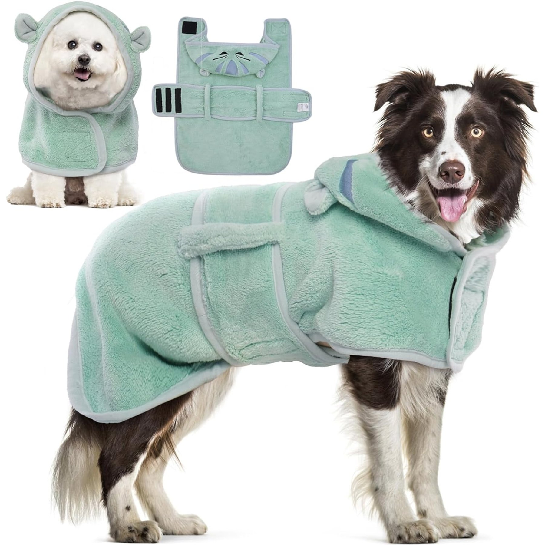 NANAKI Super Absorbent & Fast Drying After Bath Dog Robe, Green, X-Small