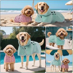NANAKI Super Absorbent & Fast Drying After Bath Dog Robe, Green, Small slide 2 of 9