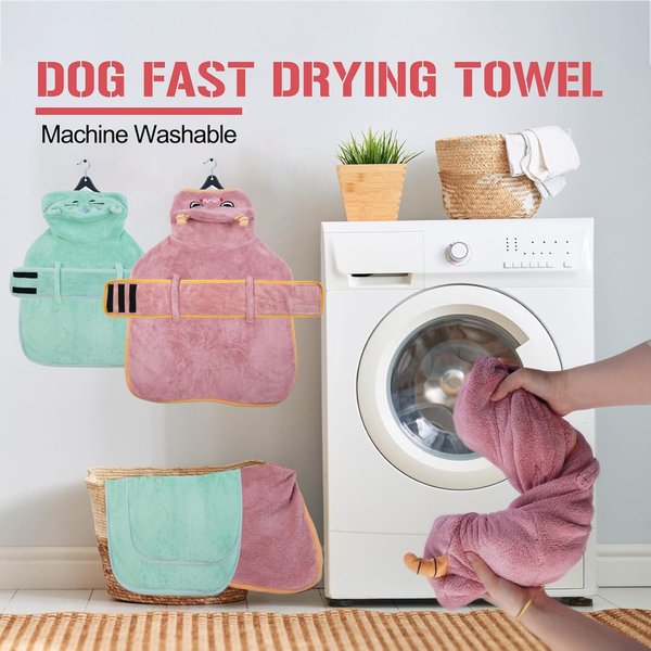 Show full view: NANAKI After Bath Dog Robe, Pink, Medium slide 6 of 10