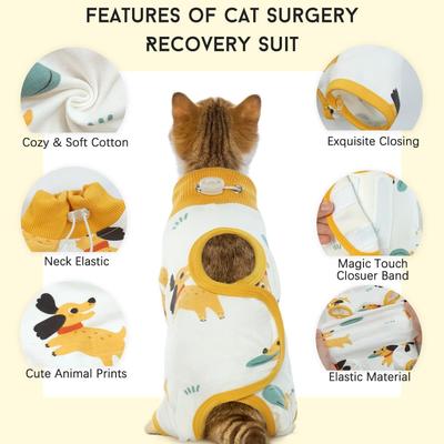 Show full view: NANAKI Cat Surgery Recovery Suit, Yellow, Small slide 5 of 10