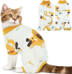 NANAKI Abdominal Wounds Anti-Licking Surgery Recovery Suit for Cats, Yellow, X-Large
