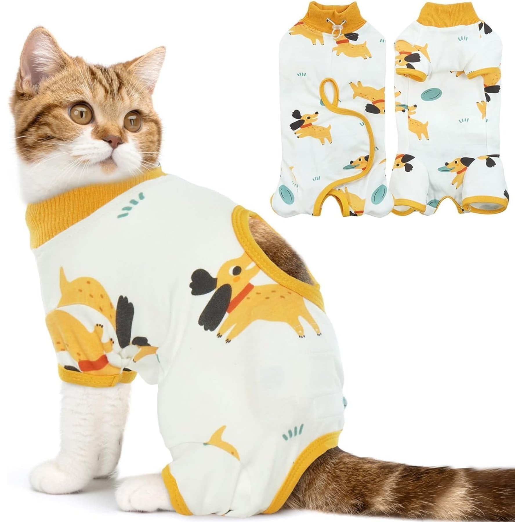 NANAKI Cat Surgery Recovery Suit, Yellow, X-Large