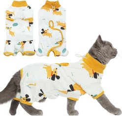 NANAKI Cat Surgery Recovery Suit, Yellow, Small