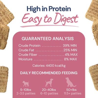 Show full view: Healthybud Lamb & Salmon Patties Freeze-Dried Raw Dog Food Rehydratable Square Meals, 14-oz bag slide 6 of 10