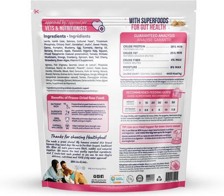 Show full view: Healthybud Lamb & Salmon Patties Freeze-Dried Raw Dog Food Rehydratable Square Meals, 14-oz bag slide 4 of 10