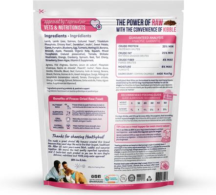 Show full view: Healthybud Lamb & Salmon Bites Freeze-Dried Raw Dog Food Kibble-Style, 14-oz bag slide 4 of 10