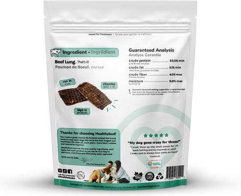 Show full view: Healthybud Beef Lung High-Value Single Ingredient Dog Treats, 2.1-oz bag slide 4 of 8