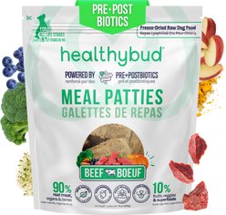 Healthybud Beef Patties Freeze-Dried Raw Dog Food Rehydratable Square Meals, 14-oz bag