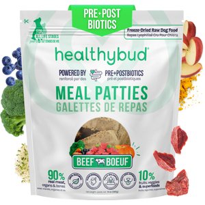 Healthybud Beef Patties Freeze-Dried Raw Dog Food Rehydratable Square Meals, 14-oz bag
