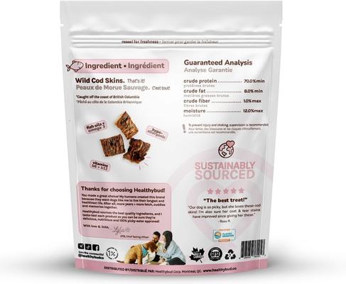 Show full view: Healthybud Cod Skin Crunchy Single-Ingredient Dog & Cat Treats, 2.8-oz bag slide 4 of 7